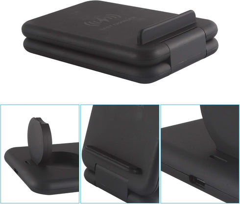 Wireless Charger, 3 in 1 Qi-Certified Folding Fast Wireless Charging Station for iPhone 14/13/12/11/X/XR/Xs Max, Apple Watch Series and Airpods, C...