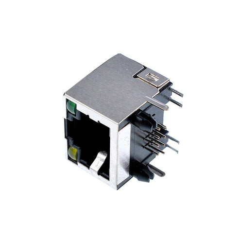 Oiyagai 10 Pcs 2LED Light RJ45 8P8C Shielded Modular Network PCB Jacks Sockets - Enhanced Connectivity with LED Indicators for Network Application...