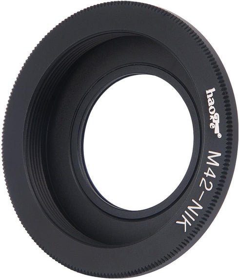 Haoge Manual Lens Mount Adapter Built-in Glass for M42 42mm Screw Mount Lens to Nikon F Mount Camera such as D800 D800E D810 D810A D850 DF D750 D5...