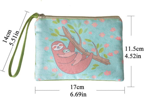 Rantanto Small Cute Cash Coin Purse, Canvas Change Purse, Kawaii Coin Pouch With Handle Christmas Gift For Women Teenager Girls (BG0002 Sloth)...
