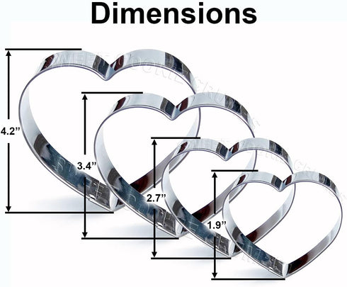 Heart Cookie Cutter Set, 4 Piece, Premium Food-Grade Stainless Steel, Dishwasher Safe...