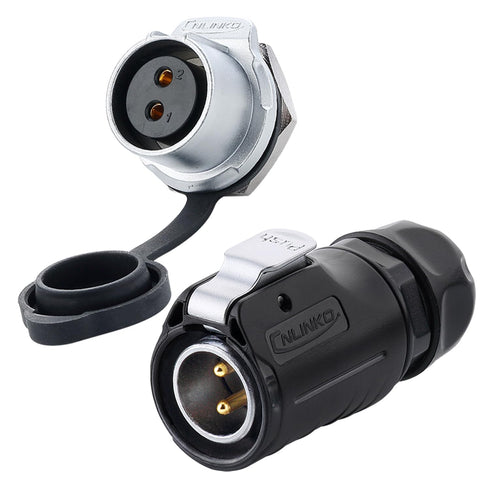CNLINKO LP20 2 Pin Waterproof Connectors,IP68 Circular Connectors Fast Locking Plug,2-12 Pin Power Connector M20 Male Female Plug,LED Outdoor Ligh...