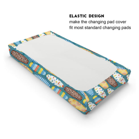 Boho Surfboard Baby Changing Pad Cover Sheets for Baby Boy Girl 32''x16'' Beach Surfing Unisex Fitted Diaper Changing Table Sheets Colorful Surfbo...