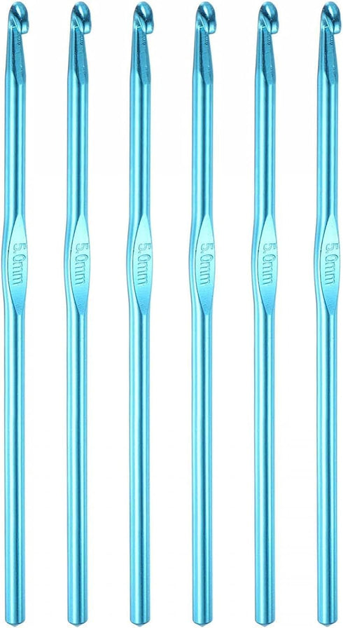 RUIAN 6pcs Crochet Hook Aluminum Knitting Needles for DIY Craft Yarn (5mm, Blue)......