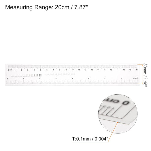 Film Flexible Ruler 8 Inch 0.5mm Scale PET Plastic Folding Straight Ruler Calibration Soft Ruler Measuring Tool for Factory, Transparent...