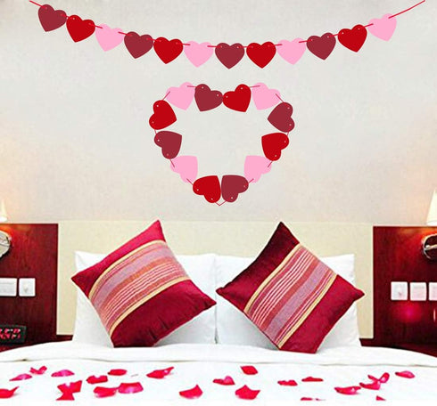 4 Pack Felt Heart Garland Banner NO DIY - Valentines Day Banner Decorations - Anniversary, Engagement, Wedding Party Decoration Ornaments...