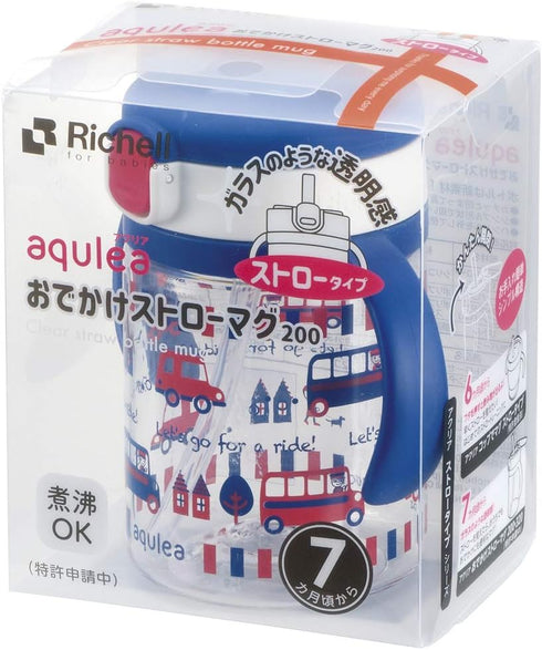 Richell Aqulea outing straw mug 200ml Navy...