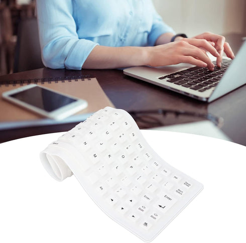 Roll-up Silicone Keyboard, Fully Sealed Silent Soft Keyboard Lightweight Portable USB Wired Keyboard 85 Keys Foldable Waterproof Flexible Keyboard...