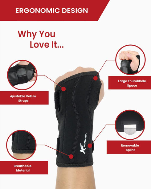 Wrist Brace for Carpal Tunnel Night Sleep Support with Adjustable Splint for Men and Women for Pain Relief, Tendonitis, and Sports Injuries (Right...