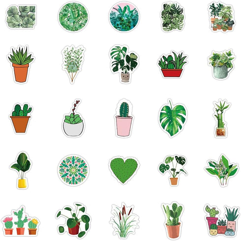 Cute Cartoon Plant Potted Stickers 100 Pcs Trendy Style Stickers Laptop Stickers Pack Cool Sticker for Pad MacBook Car Snowboard Bicycle Luggage W...