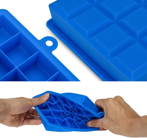 Ice Cube Tray, Silicone Square Ice Trays Easy Release Stackable Ice Cube Mold with Removable Lid, 24 Cavity (2 Pack,Blue)...