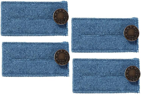 Denim Waist Extender Button for Jeans and Skirt Comfy Metal Buttons 4 Pcs (Blue)...