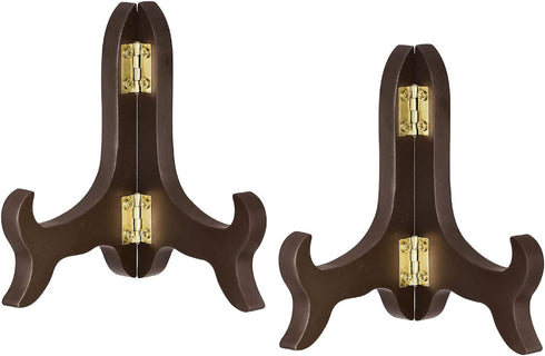 uxcell 2pcs 4" Easel Plate Holder, Wooden Folding Display Stand Brown for Decorative Picture Frame...