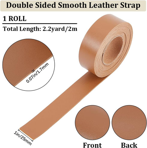 GORGECRAFT 1 x 79 Double-Sided Leather Strips Chocolate Lychee Pattern Flat Leather Cord 1.7mm Thick PU Leather Strap for DIY Crafts Guitar Belt J...