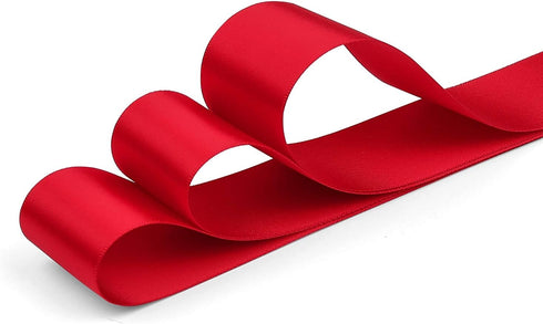 Humphrey's Craft 1-1/2 Inch Red Satin Ribbon Double Faced 25 Yards, Thick Silk Ribbon for Crafts Gift Wrapping DIY Bows Bouquet Decoration Sewing ...