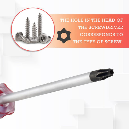 T20 Torx Security Screwdriver with Magnetic Tip Plastic Grip, Torx Screwdriver for Computer Repairing, Home Appliances(Red, 178mm/ 7")...