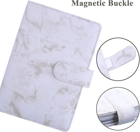 Antner A6 Budget Binder Refillable 6 Ring Notebook Planner Cover for A6 Refill Paper, Money Saving Binder for Cash Envelopes, Marble A6 Mini Perso...