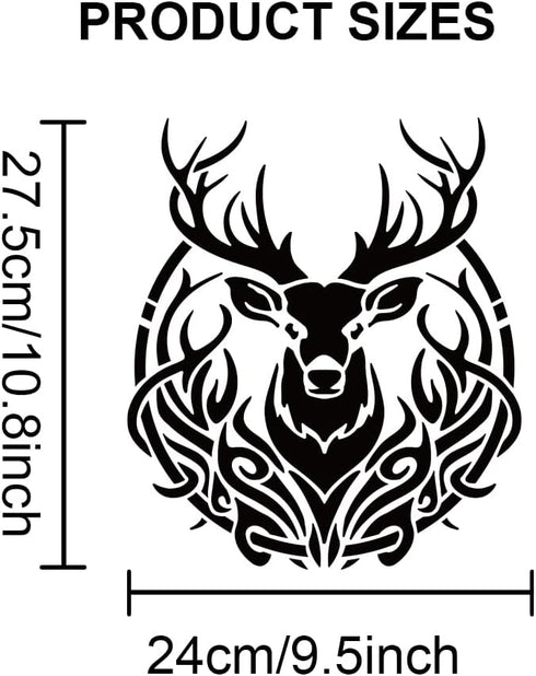 Large Deer Head Stencil 11.8×11.8inch Reusable Deer Antler Head Template with Paint Brush Deer Buck Forest Animal Wildlife Stencil for Deer Wall A...