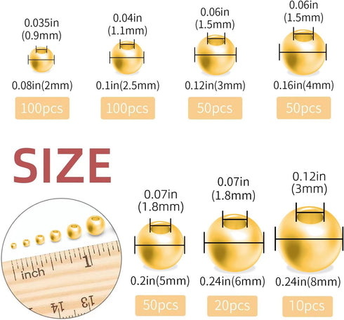 18K Gold 925 Sterling Silver Beads for Jewelry Making 20Pcs S925 Silver Loose Beads Smooth Round Silver Beads for Stackable Bracelet Jewelry Craft...