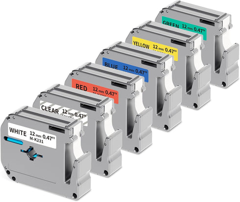 PTM95 Label Tape Replace for Brother M Tape 12mm 0.47 P Touch M-K231 M-K131 MK431 MK531 MK631 MK731 Compatible with Brother PT-M95 PT-65 PT-45 PT-...