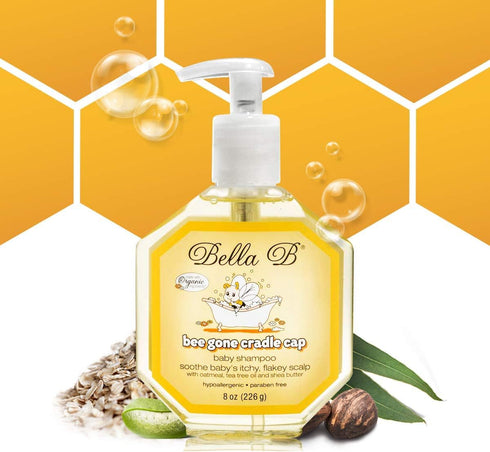 BELLA B Bee Gone Cradle Cap Baby Shampoo 8 oz - Natural Dry Scalp Shampoo - Cradle Cap Shampoo Treatment For Babies - Organic Baby Shampoo...