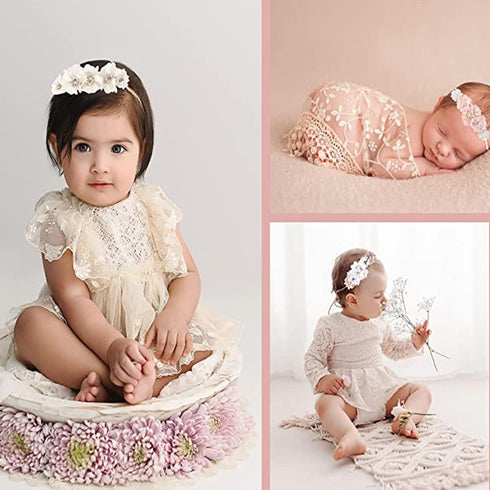 Baby Girl Floral Headband Nylon Flower Crown Elastic Hairband 3pcs Hair Accessories Gift for Girls (30#)...