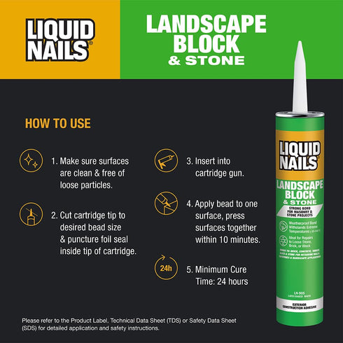 Liquid Nails - LN-905 Landscape Block Adhesive (LN905), Low VOC, 10 oz...