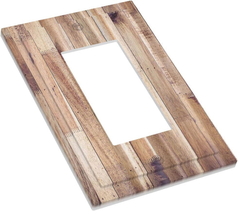 Rustic Country Plank Brown Old Wood Single Rocker Light Switch Cover Decorative 1 Gang Decora Wall Switch Plate Electrical Faceplate for Bathroom ...