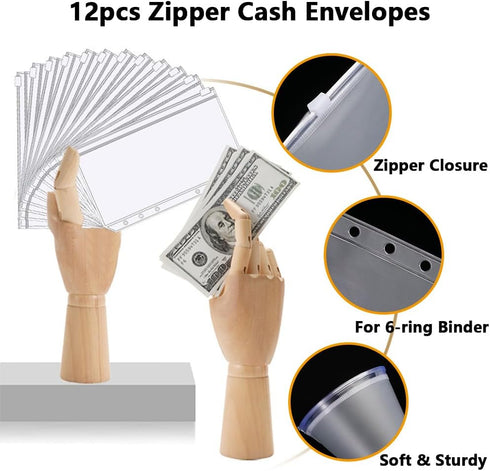 AUSTARK Budget Binder, Money Saving Binder Cash Envelopes for Budgeting, Money Organizer with 12pcs Zipper Envelopes & 12pcs Expense Budget Sheets...