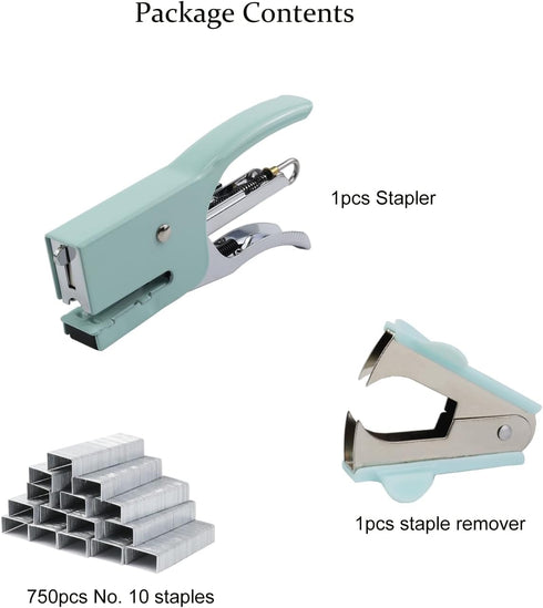 Small Hand-held Stapler Set, 15 Sheet Capacity, includes 750Pcs Staples and A Staple Remover, Mini Desktop Stapler for Office, School, Home or Tra...