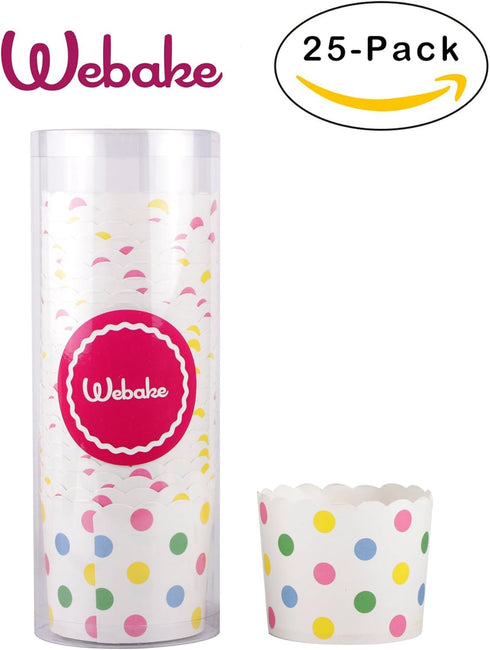 Webake Large Paper Baking Cup, 6oz Disposable Cupcake Muffin Cases, Jumbo Cupcake Liners, Set of 25 (Colorful dot)...