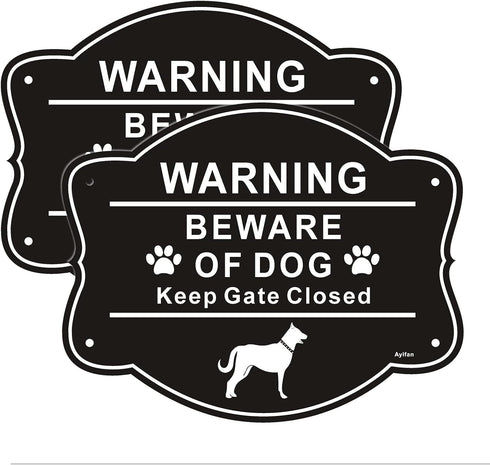 2 Pack Beware of Dog Signs for Fence,10x8 Inch Rust Free .040 Aluminum Metal Yard Sign, Fade Resistant, UV Protected, Weatherproof Warning Dog Sin...
