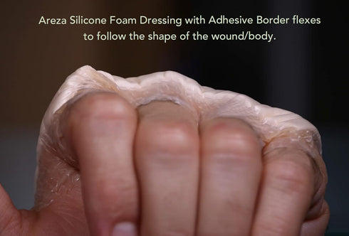 Areza Medical - Silicone Foam with Super-Absorbent Layer - Wound Dressing - Waterproof - with Silicone Adhesive Border - Sterile - 6" x 6" - 5 PCS...