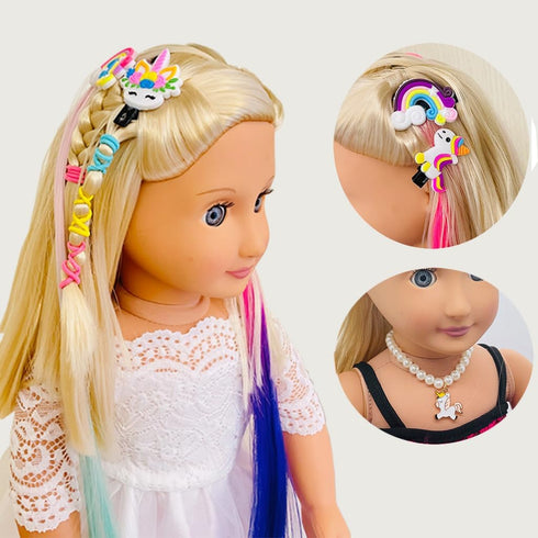 18 inch Doll Hair Accessories for American OG Girl Doll Hair Brush Rainbown Unicorn Kit Accessories Doll Hair Styling Head for Girls Gifts?No Doll...