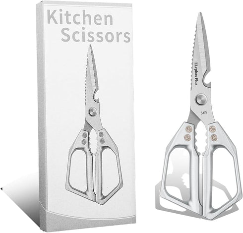 Multi-Function Kitchen Scissors Heavy Duty Kitchen Shears,Cutting Food Tools Cooking Shears for Chicken,Meat,Fish,Poultry(Sliver)...