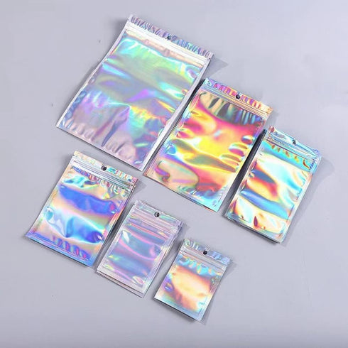 100 Pack Resealable Mylar Bags Smell Proof Pouch Aluminum Foil Packaging Plastic Ziplock Bag,Small Mylar Storage Bags For Candy,Jewelry,Screw,Holo...
