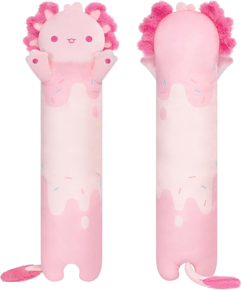 Long Axolotl Plush Pink Body Pillow, 20” Cute Axolotl Stuffed Animals Kawaii Soft Plushies, Axolotl Plush Pillow Doll Toy Gift for Girls Boys...