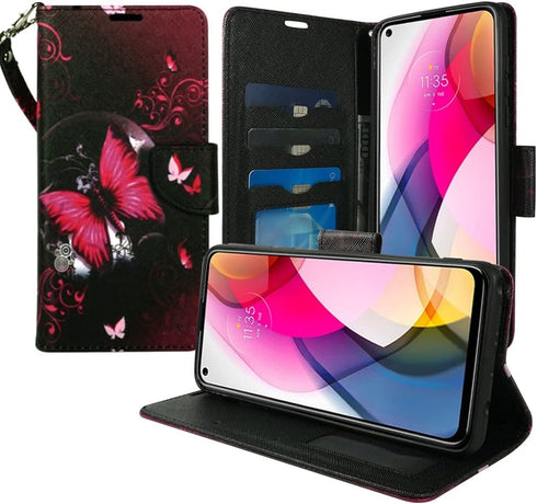 ZASE Moto G Stylus 5G Wallet Phone Case for Women Pouch PU Leather Flip Folio Cute Design Cover w/Kickstand ID Card Slot Wrist Strap Compatible wi...