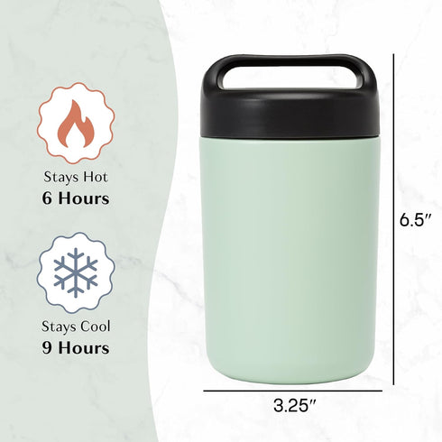 Goodful Stainless Steel Food Jar, Double Wall Vacuum Sealed Insulated Food Storage Container with Carry Handle Lid, 16-Ounce, Sage...