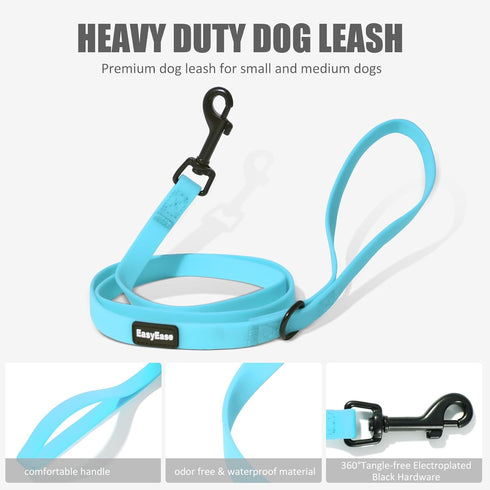 Small Dog Dog Leash with Electroplated Black Hardware, Lightweight Dog Leash Easy to Clean, 4FT Blue Waterproof Dog Leash Coated with Durable and ...