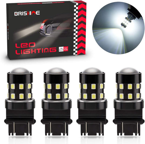 4-Pack Super Bright 3157 3156 3057 3056 3157K LED Bulbs 6000K Xenon White 24-SMD LED Chipsets with Projector for Backup Reverse Lights, Parking Li...