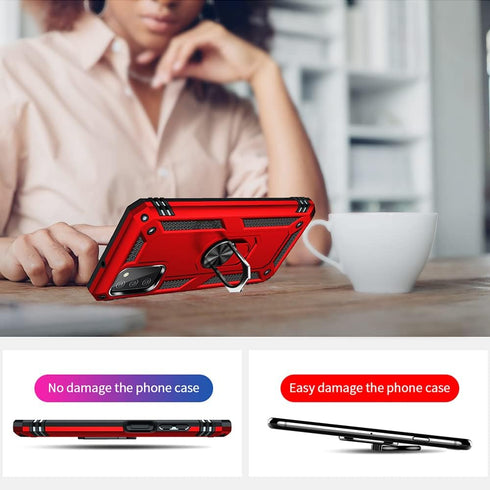 Yiakeng Compatible Phone Case for Samsung Galaxy A03S Case with HD Screen Protector, Military Grade Protective Cases with Ring for Galaxy A03S (Re...