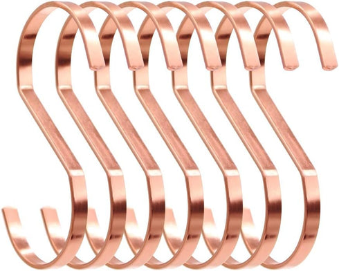 SumDirect 10pcs 4 Inch Rose Gold Flat S Hooks, Heavy Duty Stainless Steel S Shaped Hooks for Hanging...