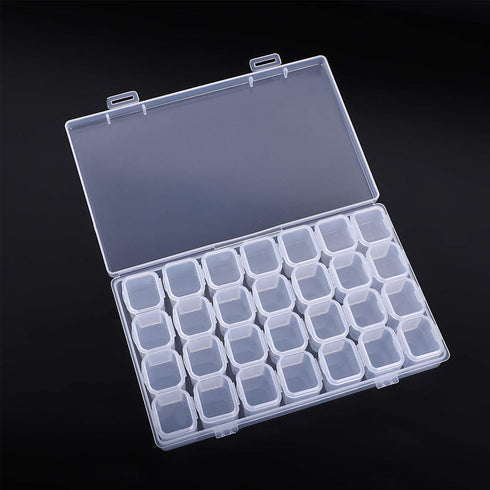 3 Pack 28 Grids Clear Plastic Organizer Box Plastic Jewelry Box Movable Dividers Earring Storage Containers Diamond Painting Storage Case for Cros...