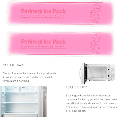 Perineal Cooling Pad, Postpartum Cold Packs Gel Bead Ice Pack Cold Therapy for Women After Pregnancy and Delivery, 2 Ice Pack and 3 Cover (Pink Ge...