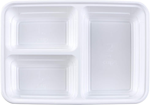 GoodCook Meal Prep Rectangle Three Compartment 20-Piece, White, Made without BPA...
