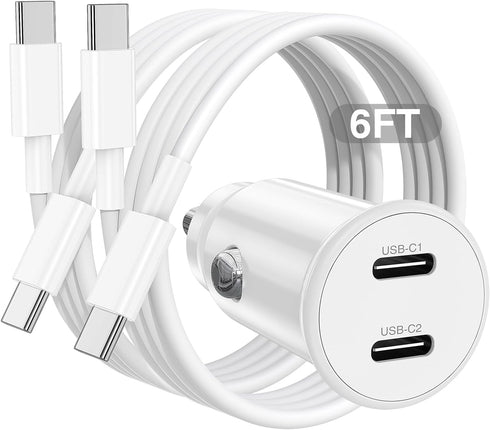 Car Charger for iPhone 15, 40W Dual USB C Car Charger Cigarette Lighter with 2 Pack 6FT USB C to USB C Cable Fast Charging Compatible for iPhone 1...
