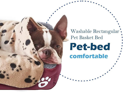 Barelove Pet Dog Bed, Washable Rectangular Pet Basket Bed , Durable and 100-Percent Waterproof and Fleece Lining Fit Most Pets (Small, Wine Red)...