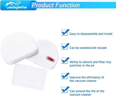 Leadaybetter Filter Replacement for Shark Navigator NV100 NV100 26 NV105 26 NV106 UV300 NV450 NV480 NV482 Light Upright Vacuum Cleaner, 4 Pack Foa...