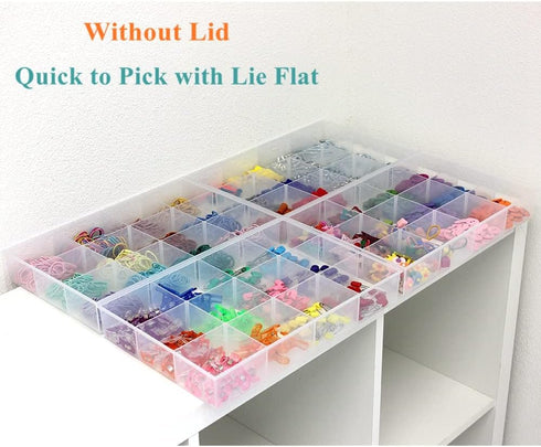 BangQiao 2 Pack Fixed 12 Grids Clear Plastic Organizer Sorting Tray and Transparent Storage Divider Box Container Case for Hardware, Craft, Sewing...